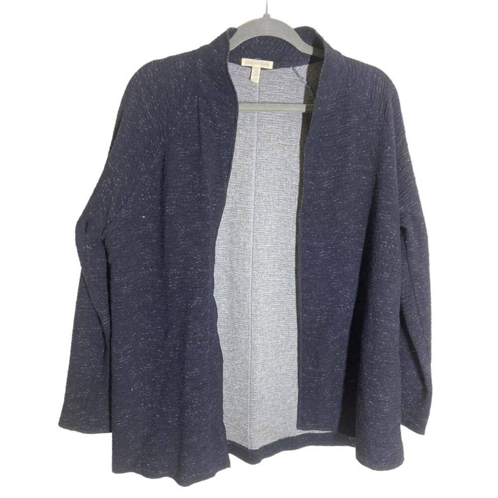 Eileen Fisher Gray Organic Cotton Blend Open Cardigan - M
